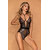 Body noir et argent J Lingerie en tulle transparent et broderies florales