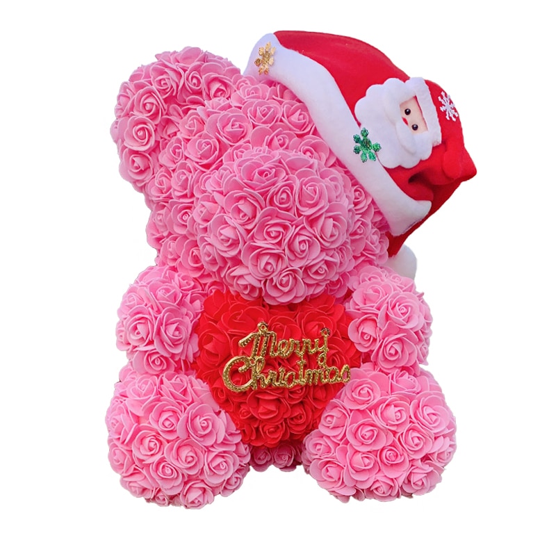 Grand_Ours_Rose_Éternelle_Noël_Rose_bonnet