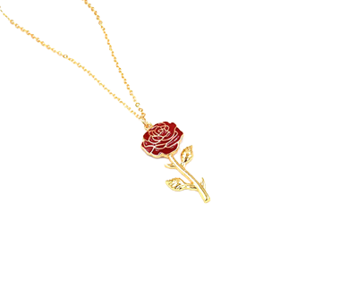 Collier Pendentif Fleur Rouge