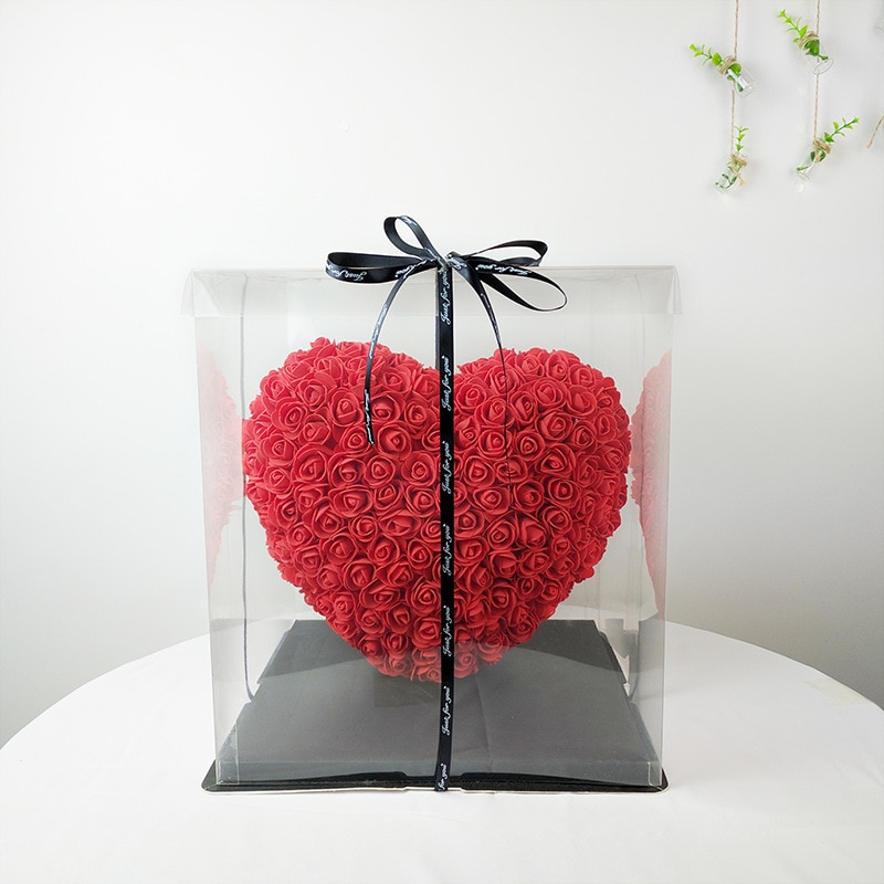 30x30cm-rouge-Rose-ours-doux-coeur-Rose-fleur-artificielle-Rose-coeur-d-coration-saint-valentin-cadeau