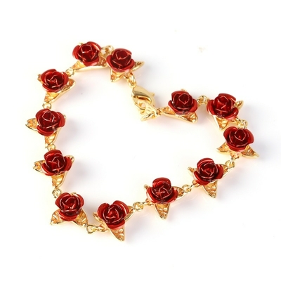bracelet 12 fleur rose argent or