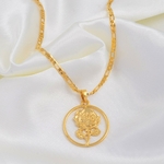 Collier_rose_fleur_dorée_cercle