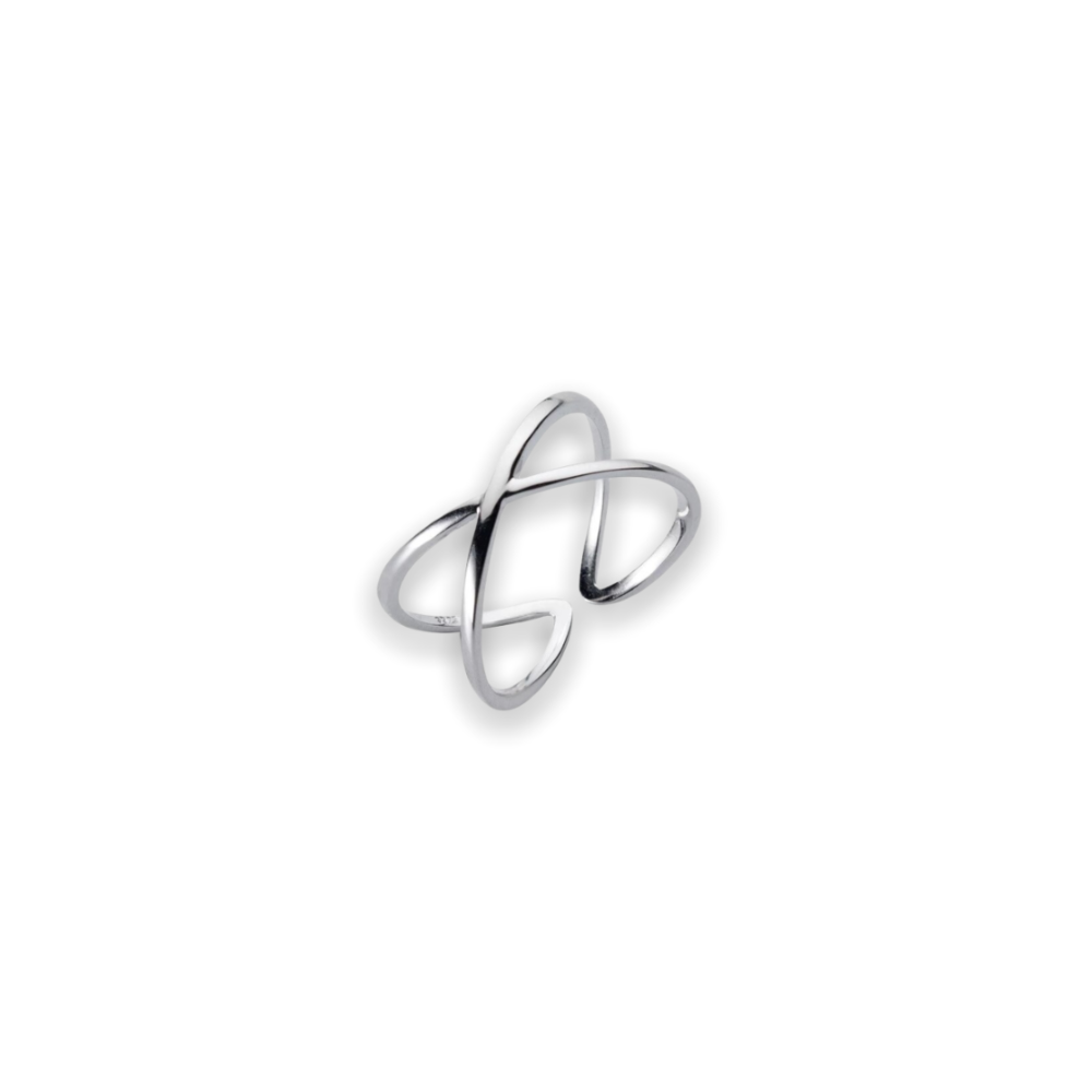 Bague lola - bague croisée femme ajustable sur fond blanc