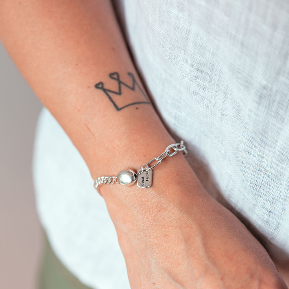 bracelet tendance femme argent chaine breloques porte poignet droit maelle