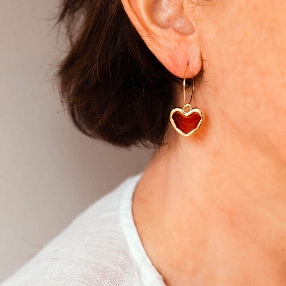 Boucles d'Oreilles Coeur Rouge Colette - Simple Comme Bijou