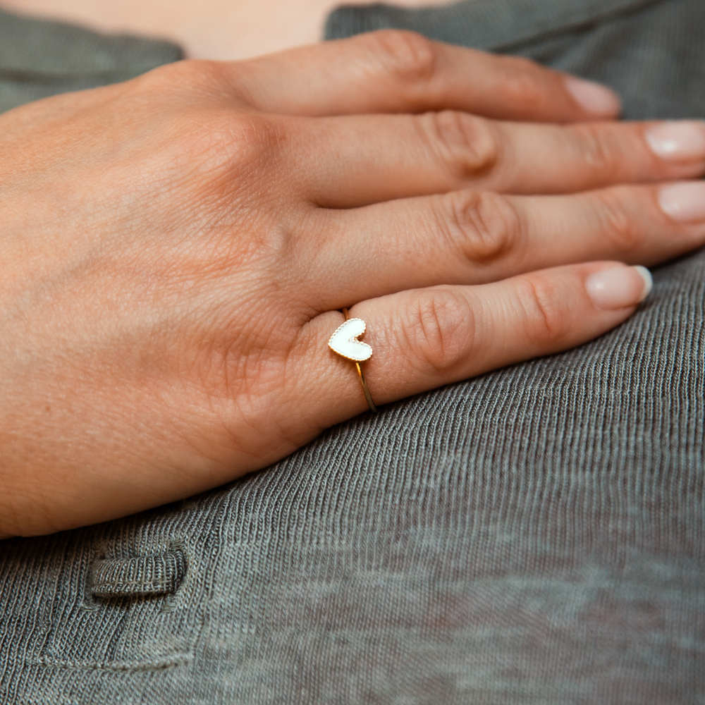 Bague Jasmine Acier Inoxydable, petit Coeur en émail et coloris