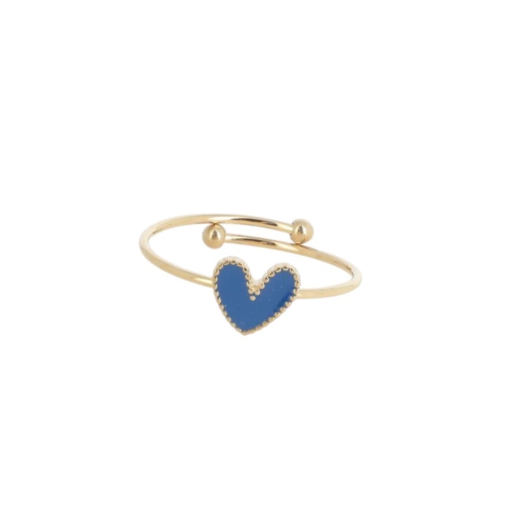 Bague de vie à coeur et rythme cardiaque dorée en acier chirurgical