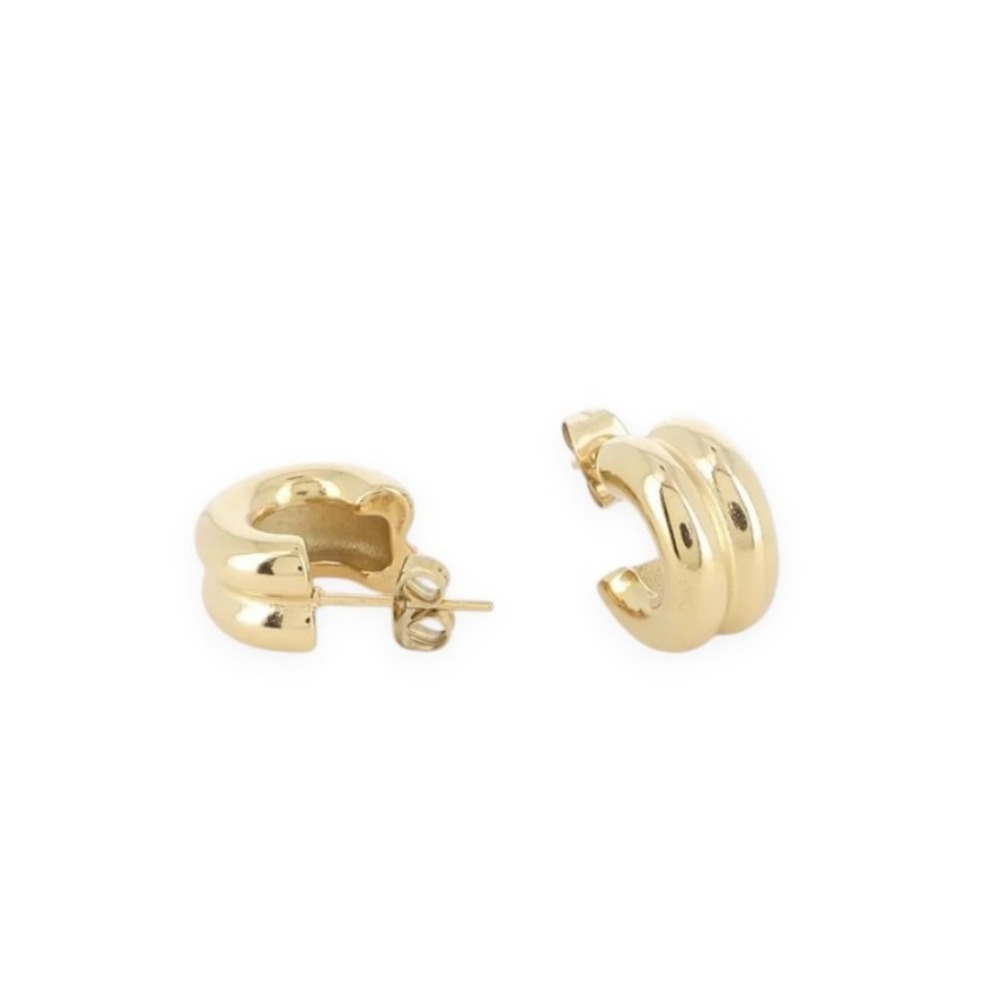 boucles d oreilles double anneau sybille version doree pour oreilles percees exposees fond blanc