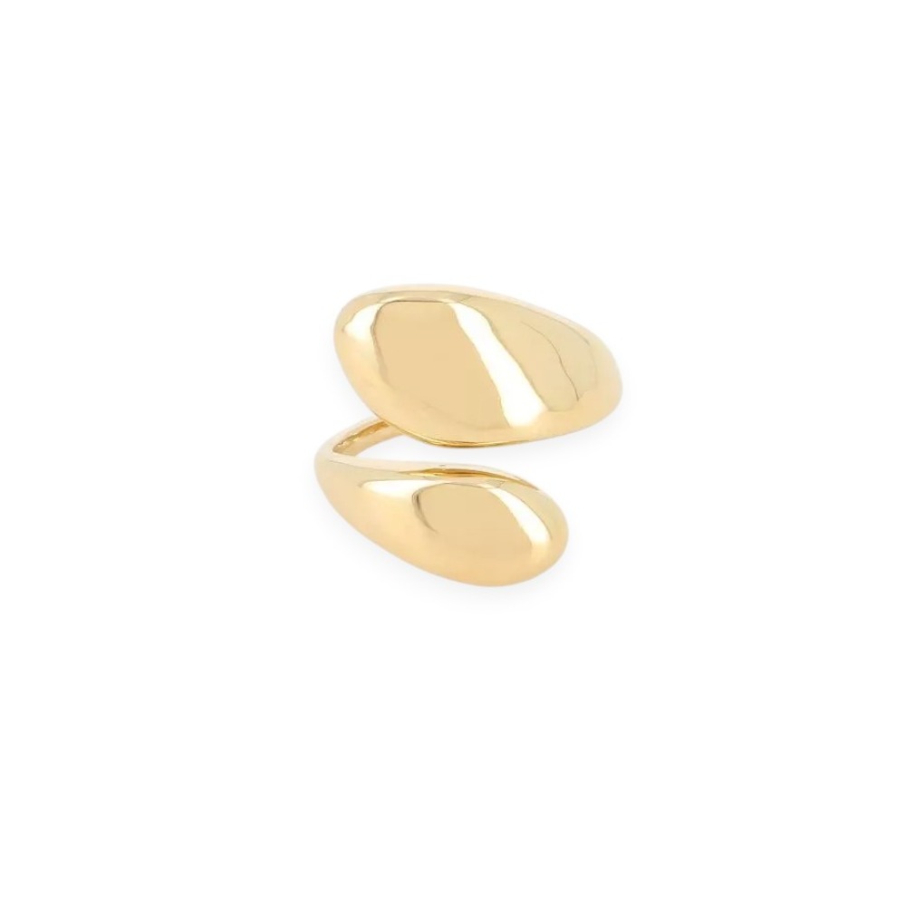 bague large en acier dore esmee design lisse et epure