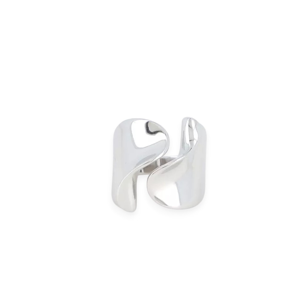 bague forme organique femme acier inoxydable design organique Aveline sur fond blanc