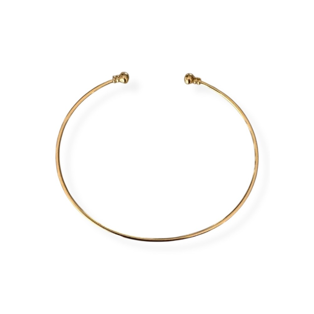 Bracelet de bras Alma doré en acier inoxydable jonc ouvert avec deux boules