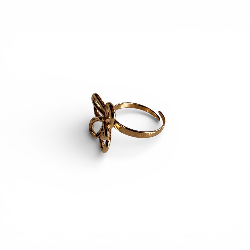 bague fleur ajourée Livia anneau ajustable en acier inoxydable doré