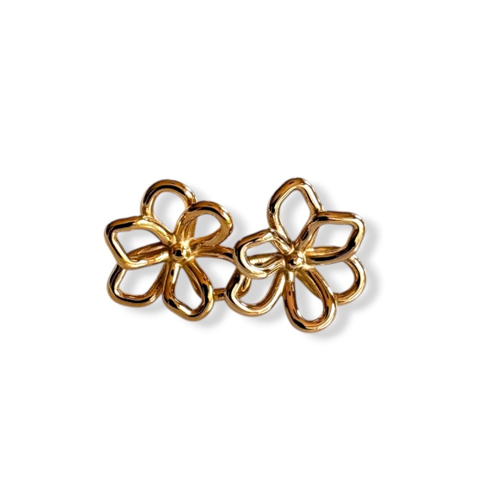 puces d oreilles fleur ajourée dorée maribelle en acier inoxydable