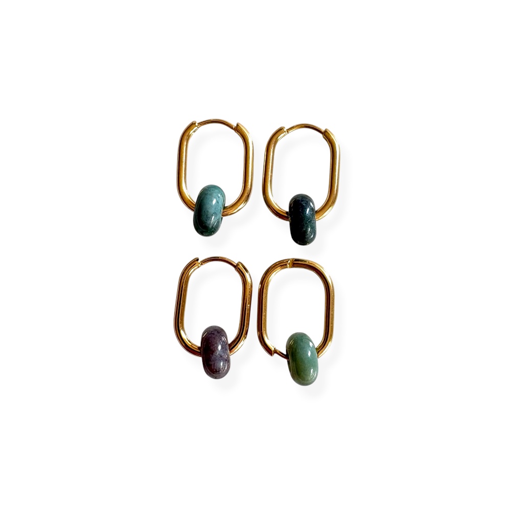 créoles avec pierres Cyrielle avec variation de pierres naturelles