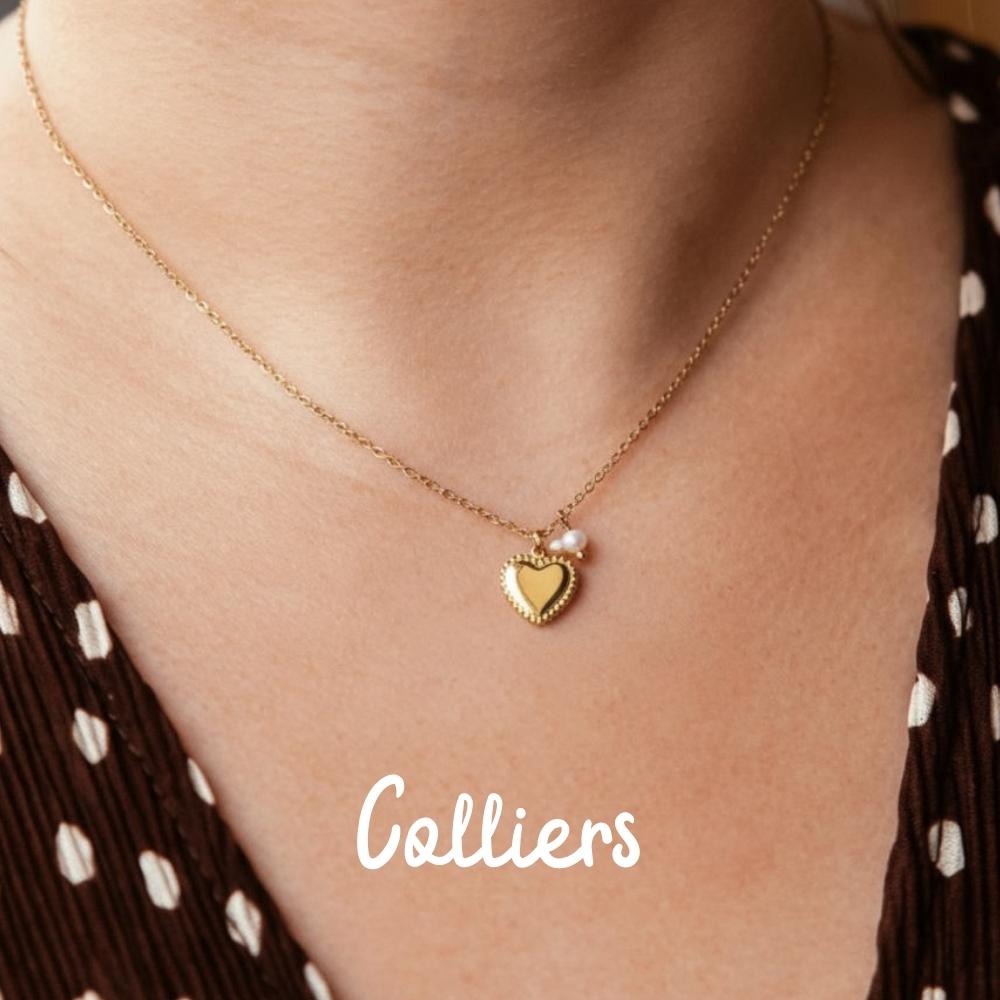 Catégorie colliers - visuel du collier coeur Aimée porté