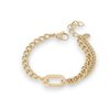 bracelet mixte en acier inoxydable avec trois chaines gourmette de differentes tailles et une forme ovale lisse expose fond blanc sam