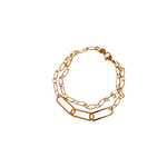 bracelet gros maillon femme acier inoxydable dore deux rangs expose diane