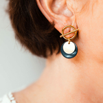 boucle oreille ronde nacre doree marine portee oreille droite