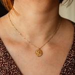 collier pendentif medaille recto frappee avec un belier symbolisant le signe astrologique porte