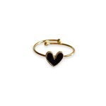 bague coeur acier inoxydable dore ajustable coloris noir expose fond blanc jasmine
