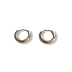 petites creoles epaisses argent plaque simples et de largeur irreguliere exposees fond blanc mae