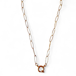 collier charms personnalisable en acier inoxydable dore compose d une chaine a maillons ovales et un anneau pour accrocher facilement les petits charms cecilia