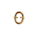 bague epaisse ovale acier dore vue de face et presentee sur fond blanc suzie