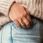 bague en acier inoxydable femme modele dore creux porte annulaire droit charline