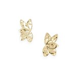 boucles d oreilles feuilles flore en acier dore texture motif feuille stylise bijou feminin chic et raffine expose sur fond blanc