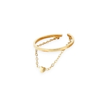 bague doree Karen en acier anneau et chainette avec cœur vue produit fond blanc