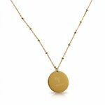 collier medaillon lisse au dos avec le signe astrologique belier ecrit expose fond blanc