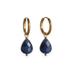 creoles sodalite pierre bleue facettee acier dore Nolwenn vue fond blanc