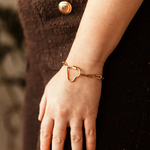 bracelet chaine coeur dore rebecca porte au poignet en acier inoxydable maillons ovales