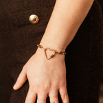 bracelet chaine coeur dore rebecca porte grand coeur et maillons lisses en acier inoxydable