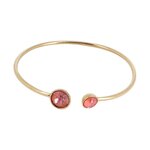 bracelet jonc cristal rose Rosina en acier inoxydable doré et cristaux roses sur fond blanc