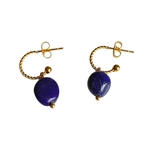 boucles d oreilles bleues Sarah pierre naturelle lapis lazuli et créoles dorées