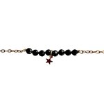 bracelet onyx noir femme Mylène en acier doré avec perles facettées et étoile