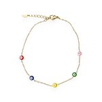 chaine pied oeil turc avec perles en émail colorées exposée sur fond blanc Clarisse
