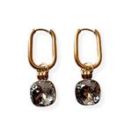 boucles d'oreilles Cassandre en acier doré avec cristal noir facetté