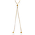 collier sautoir dore avec rondelle ajustable et boule a chaque extremite presente sur fond blanc charlene