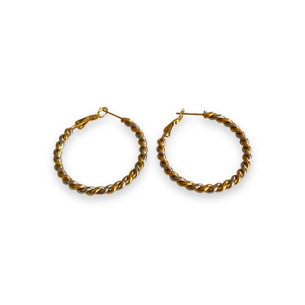 Boucles D'oreilles Créoles Fantaisie Jaune Fluo Torsadées - 5 Cm, Neuves Sans Emballage