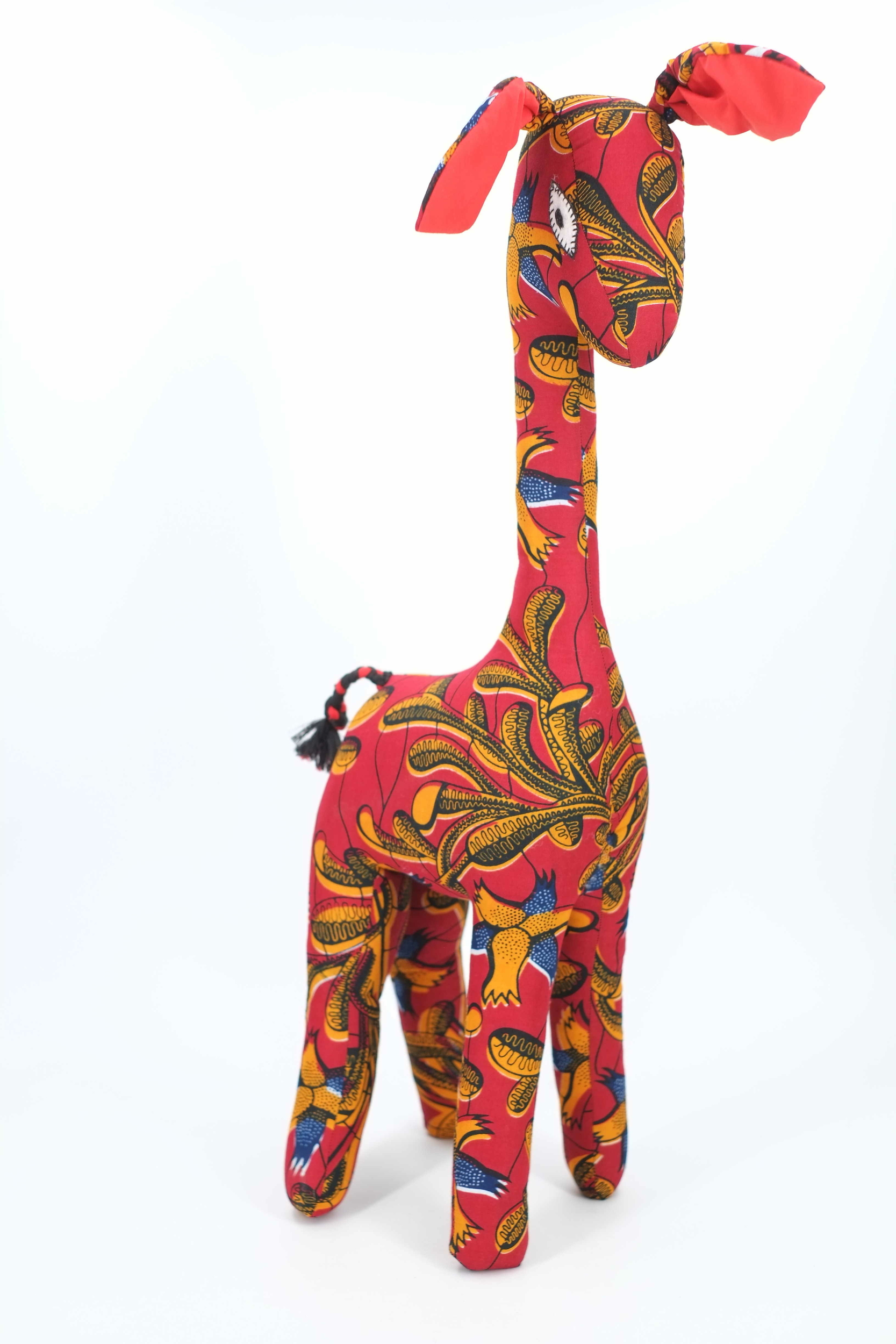 Grande girafe décorative en wax du Sénégal