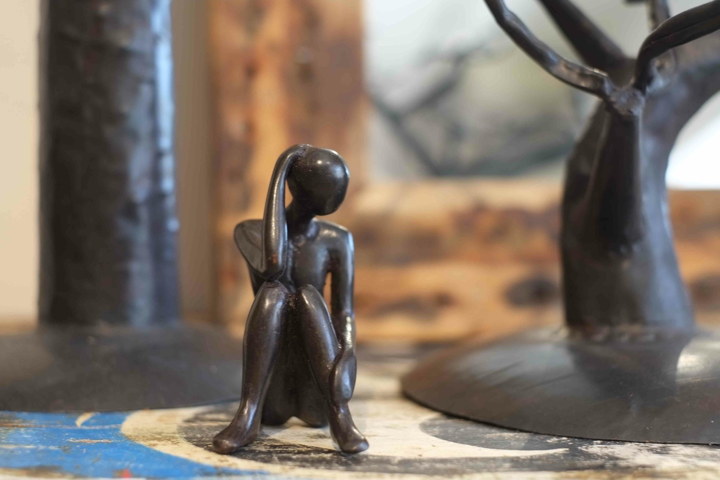 Sculpture en bronze d\'homme - Burkina Faso