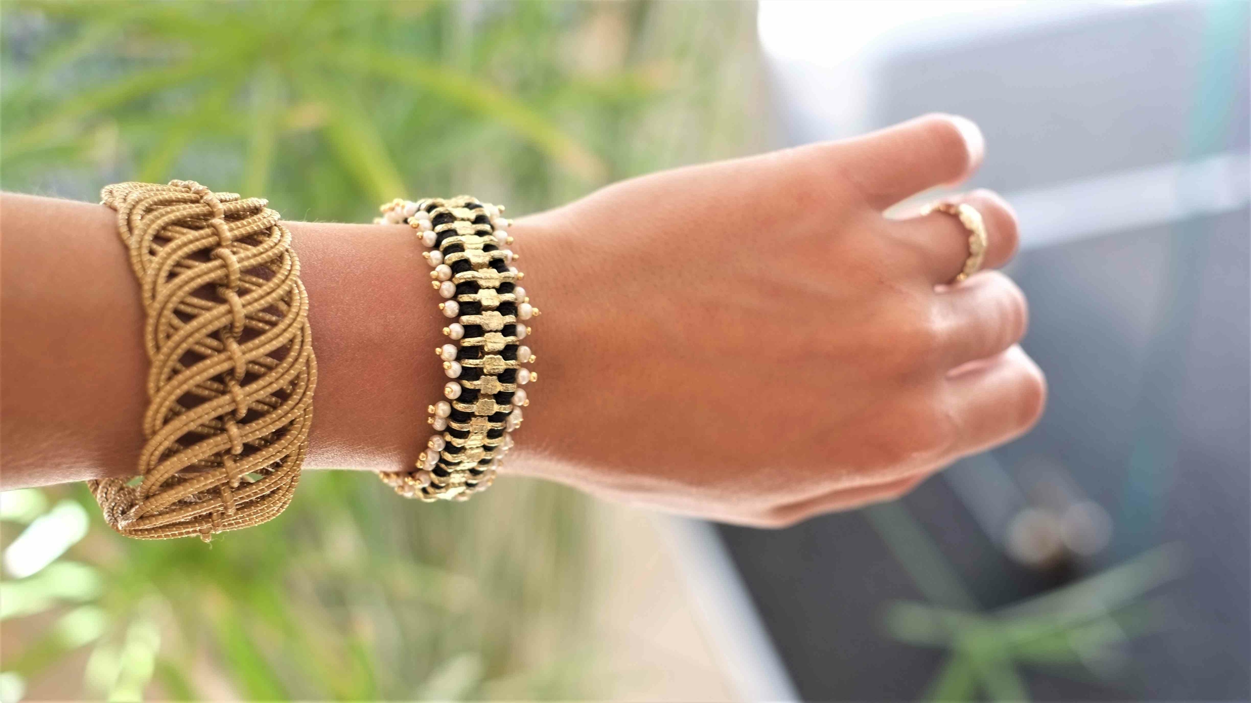 Bracelet en fil de coton et laiton doré - Egypte