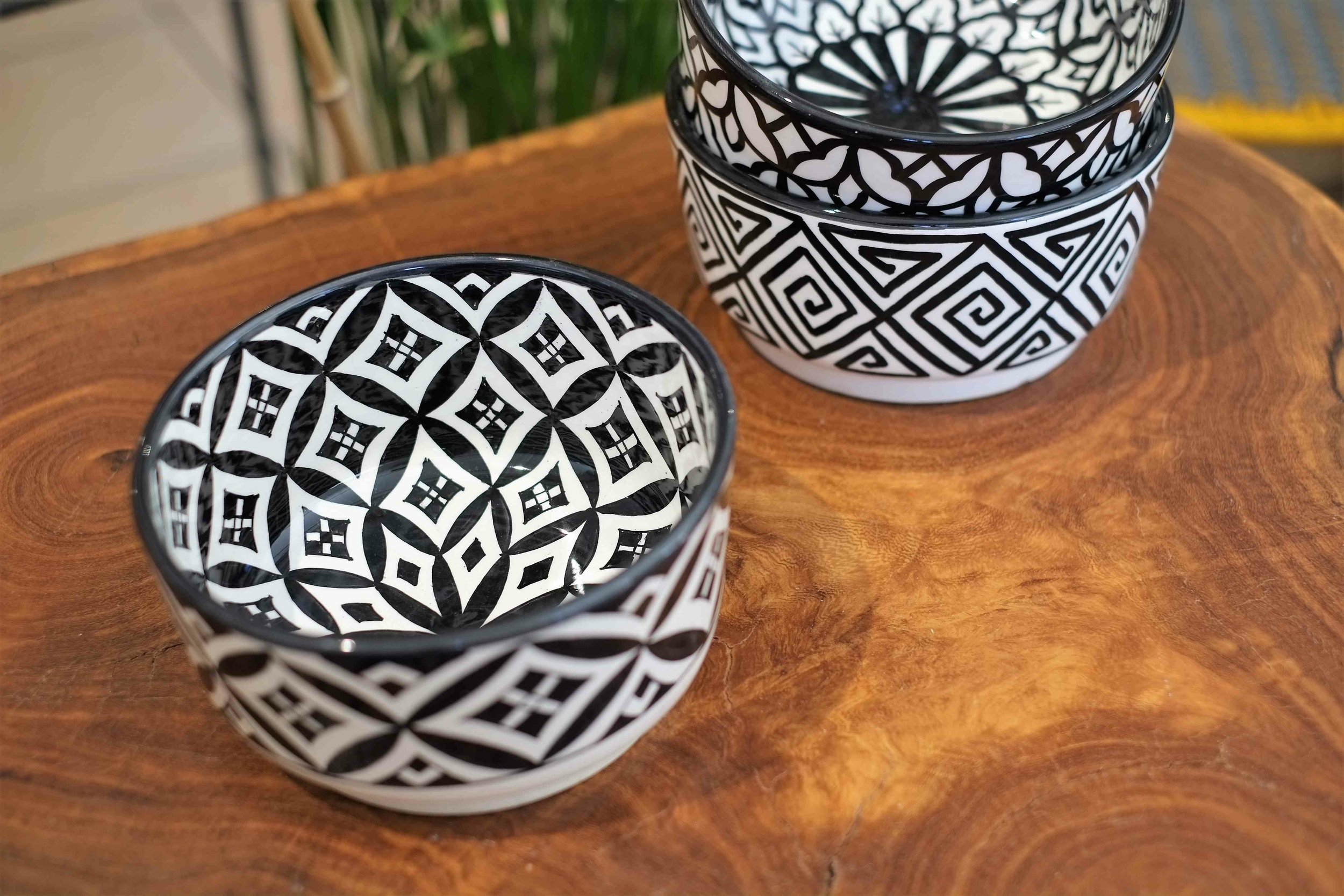 Petit saladier blanc et noir en céramique de Fès - Maroc