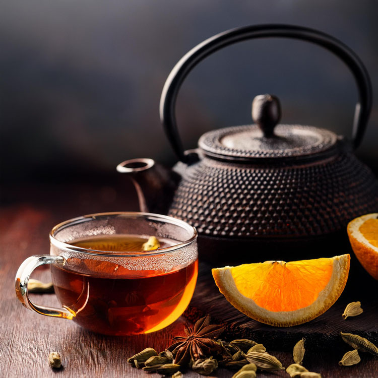 Thé noir cardamome et zestes dorange