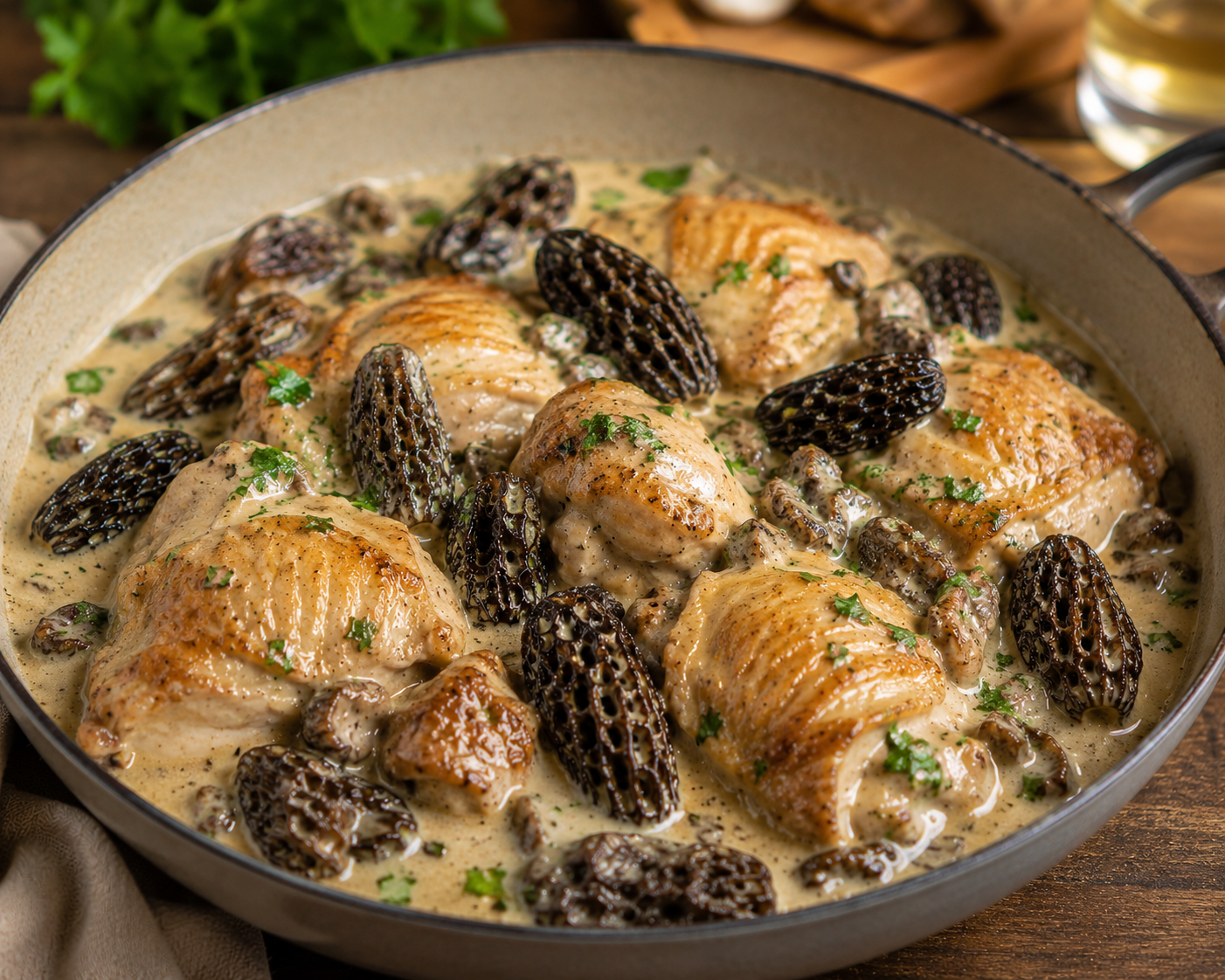 poulet aux morilles et vin jaune