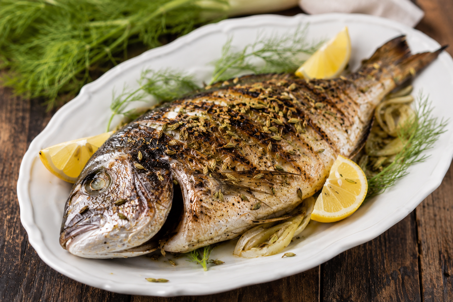 Dorade grillée au graines de fenouil