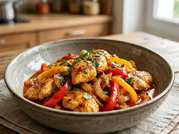 Poulet Crémeux aux Poivrons et Paprika Piquant