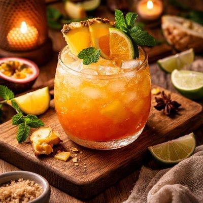 Verre de rhum arrangé à lorange et aux épices